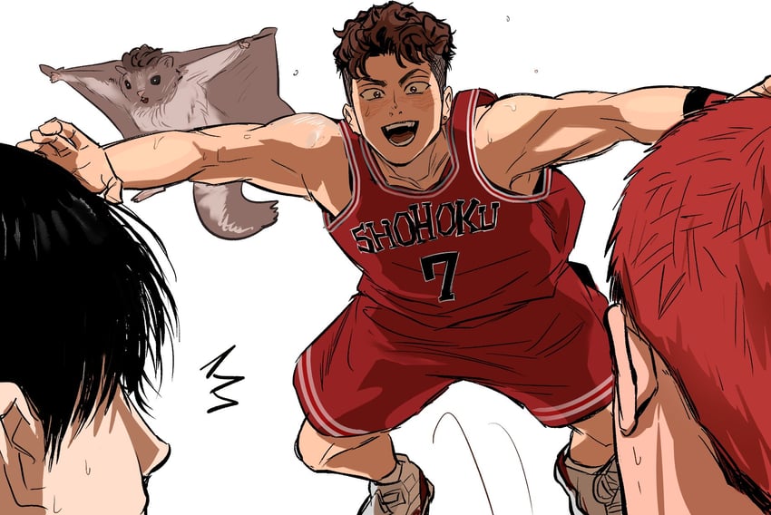 sakuragi hanamichi, rukawa kaede, and miyagi ryouta (slam dunk) drawn by gyeol52374045