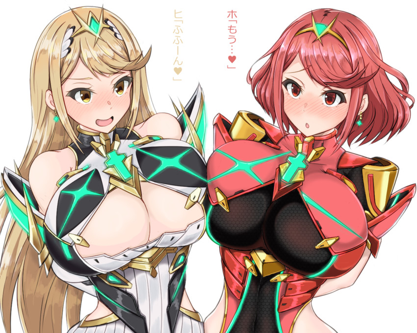 pyra and mythra (xenoblade chronicles and 1 more) drawn by gatyo_5