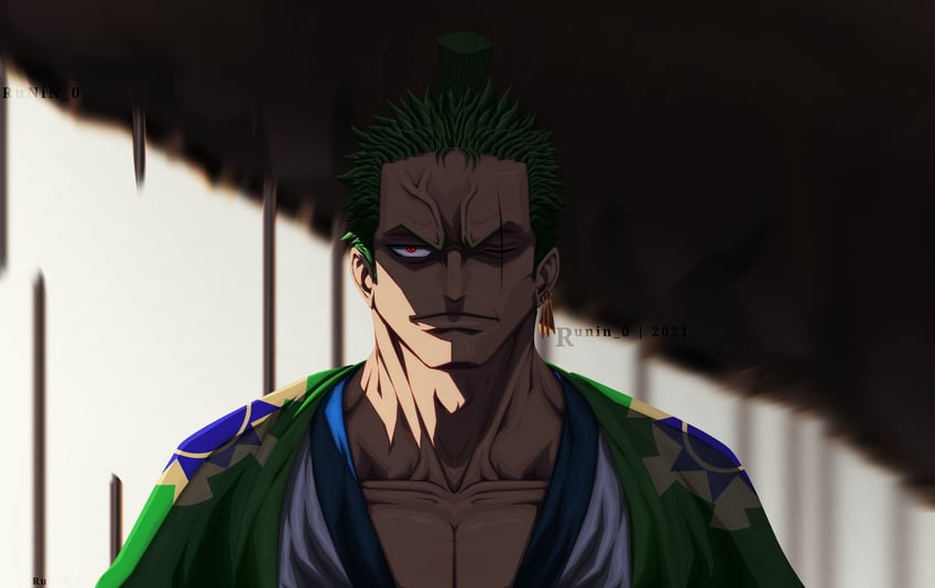 roronoa zoro (one piece) drawn by runin-0