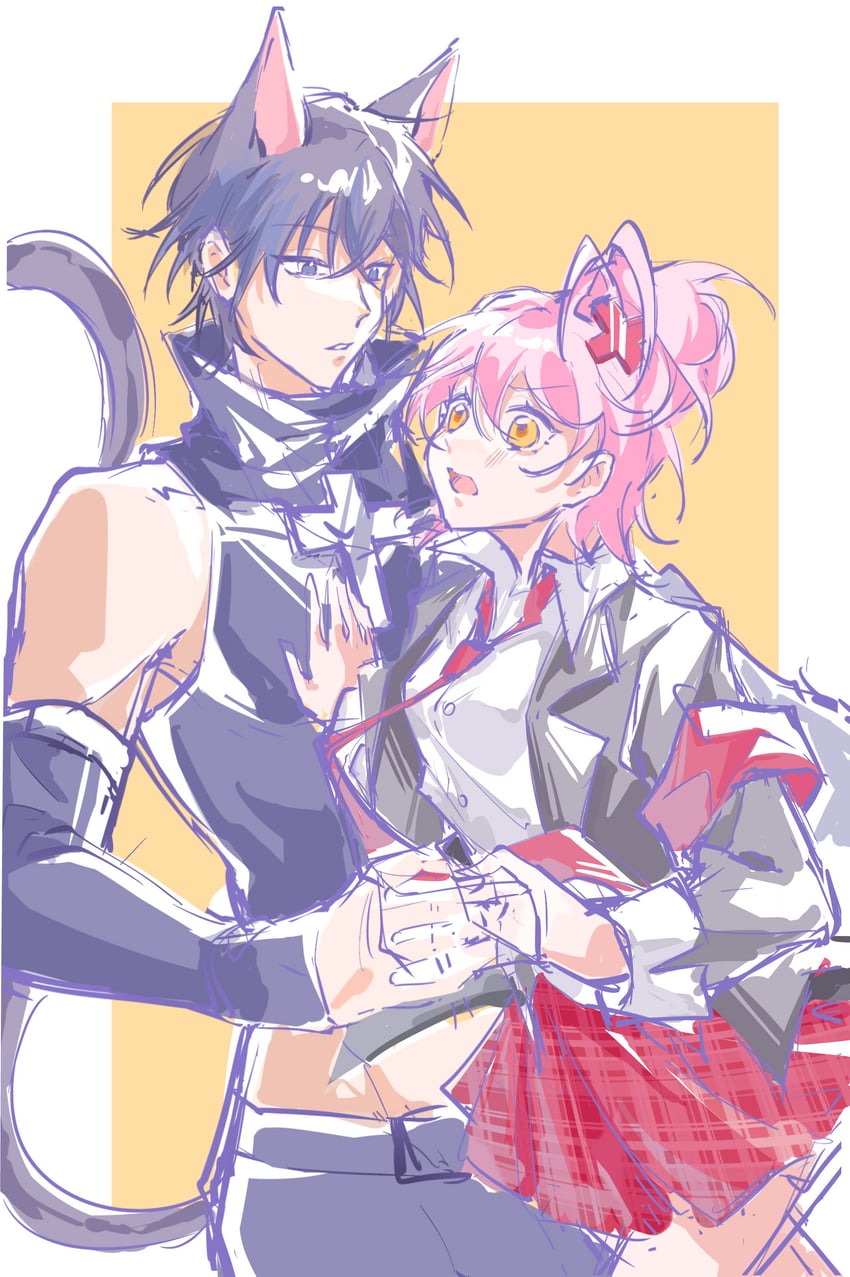 hinamori amu and tsukiyomi ikuto (shugo chara!) drawn by poco_(shulanzi275)