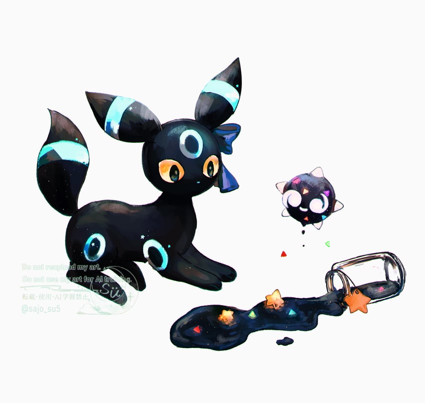 umbreon and minior (pokemon) drawn by su_(sajo_su5)