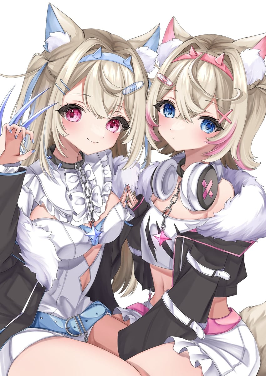 fuwawa abyssgard and mococo abyssgard (hololive and 1 more) drawn by haru_hhmn