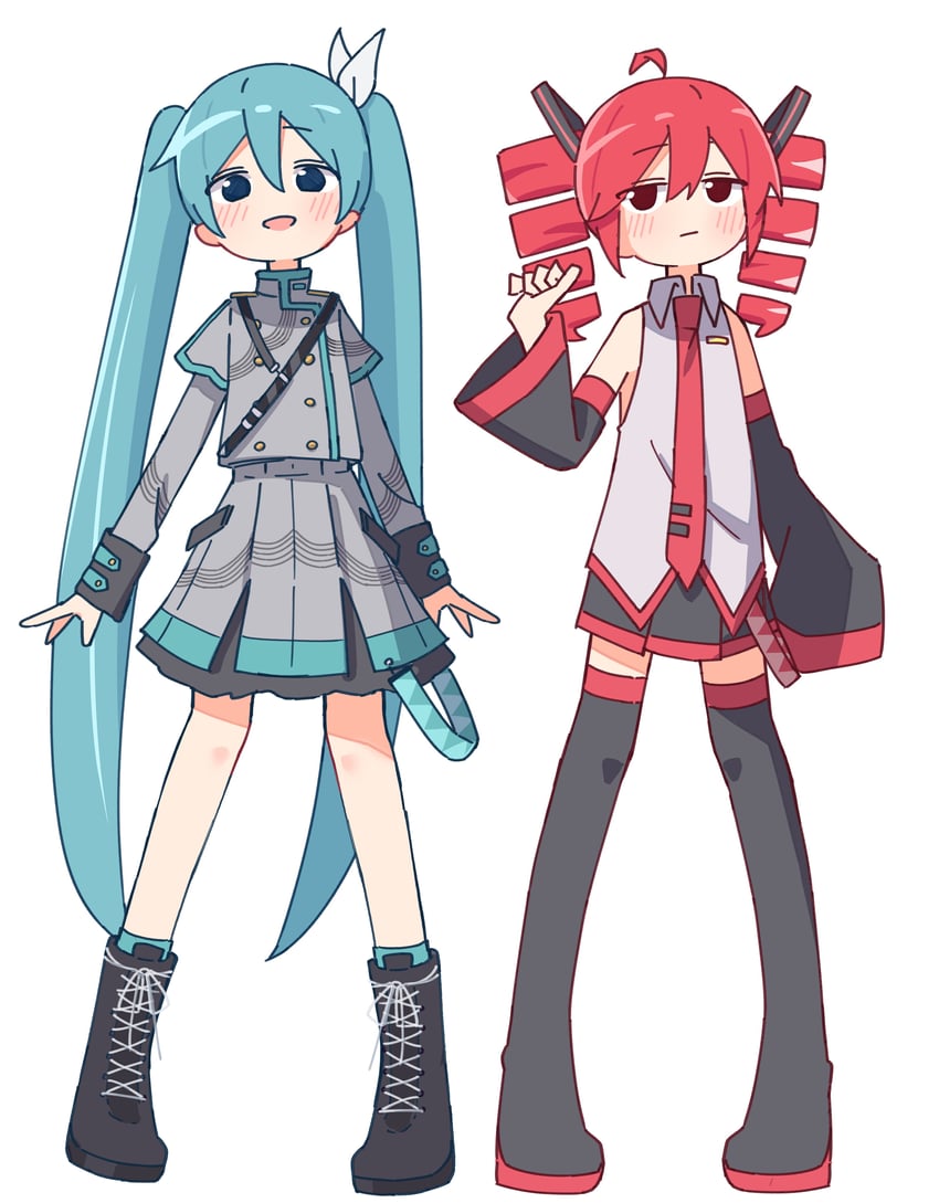 hatsune miku and kasane teto (vocaloid and 2 more) drawn by auhuheben17