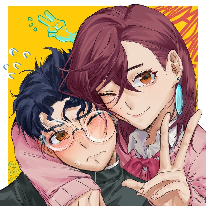 ayase momo and takakura ken (dandadan) drawn by marigold_chumi