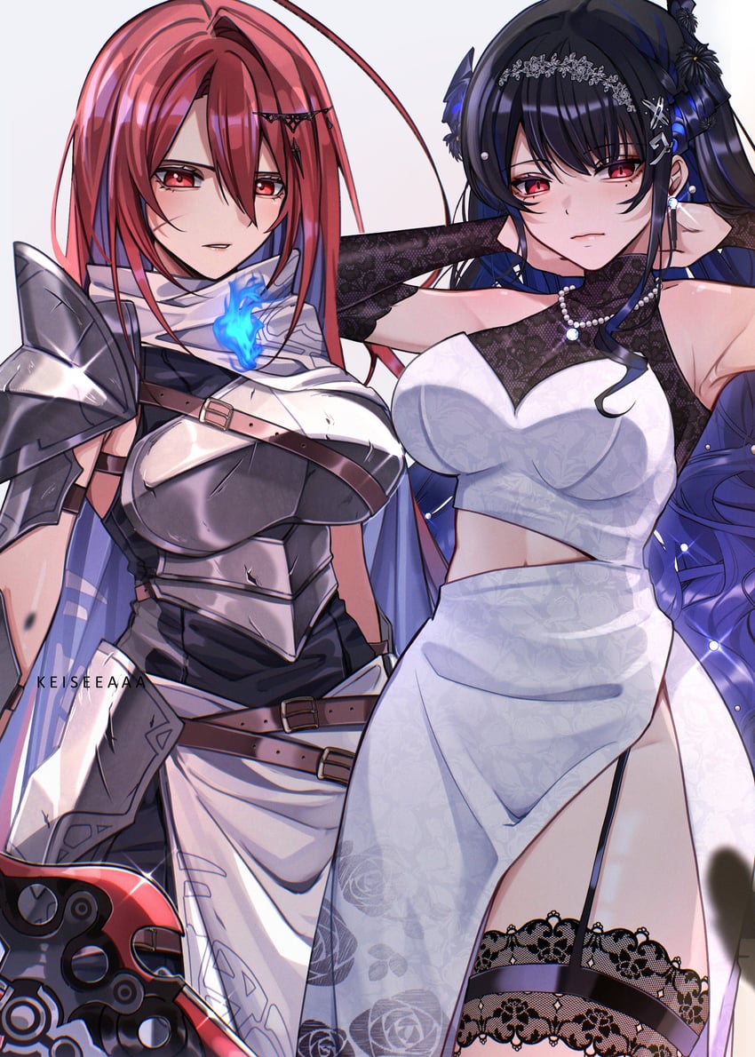 nerissa ravencroft and elizabeth rose bloodflame (hololive and 1 more) drawn by keisea
