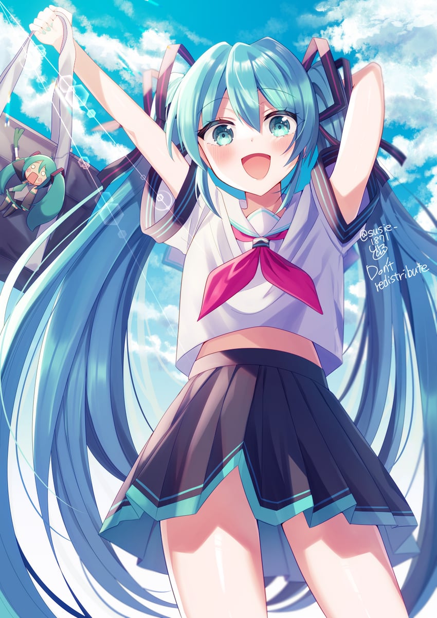 hatsune miku and hachune miku (vocaloid) drawn by doroshii