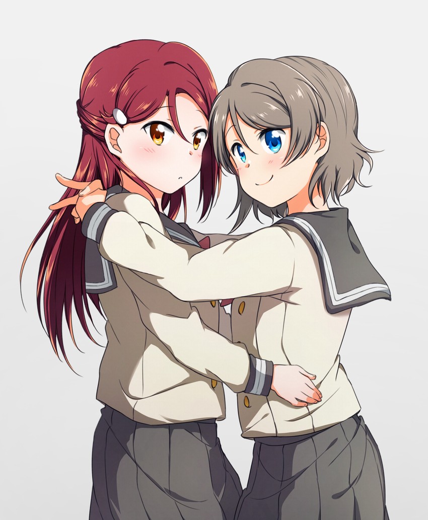 watanabe you and sakurauchi riko (love live! and 1 more) drawn by yuchi_(salmon-1000)