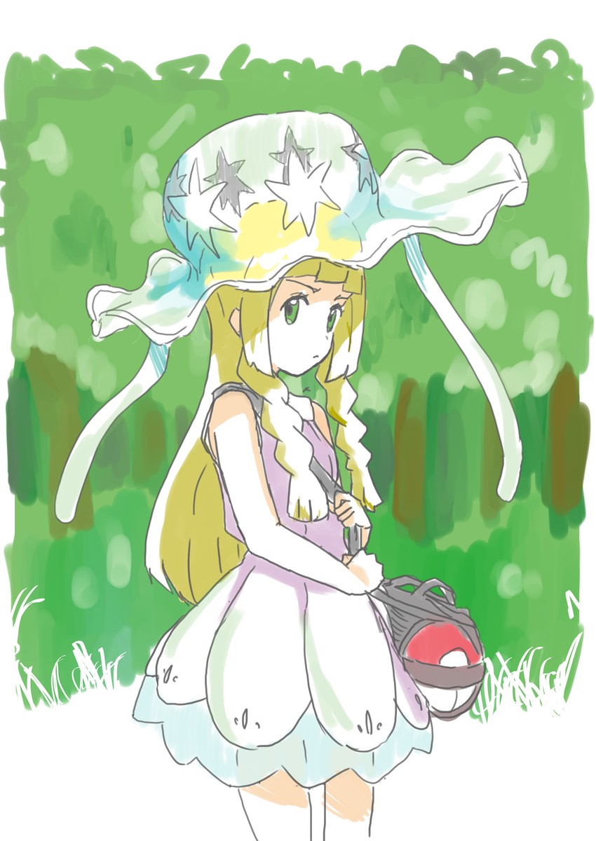 lillie and nihilego (pokemon and 1 more) drawn by egetsu_nee_na