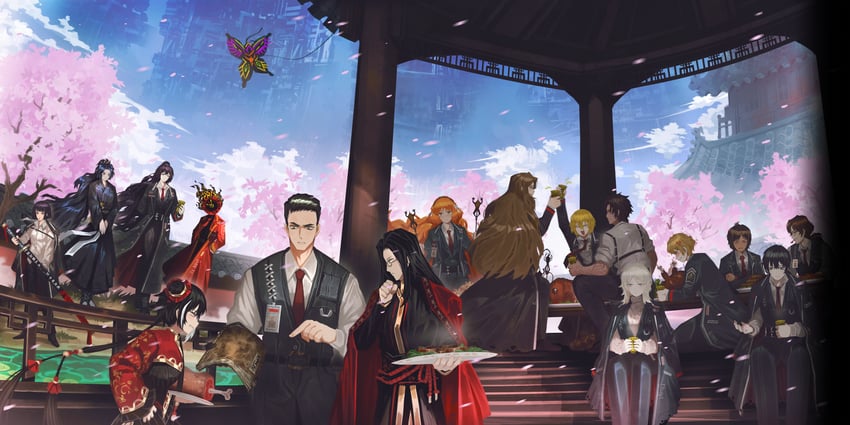 ishmael, don quixote, faust, sinclair, yi sang, and 11 more (project moon and 1 more) drawn by nai_ga