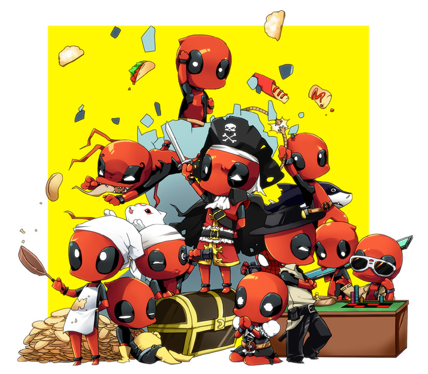deadpool, spider-man, amaterasu, and chibiterasu (marvel and 5 more) drawn by megota