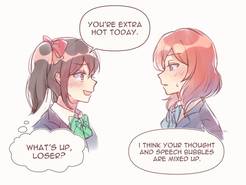 nishikino maki and yazawa nico (love live! and 1 more) drawn by sioneve