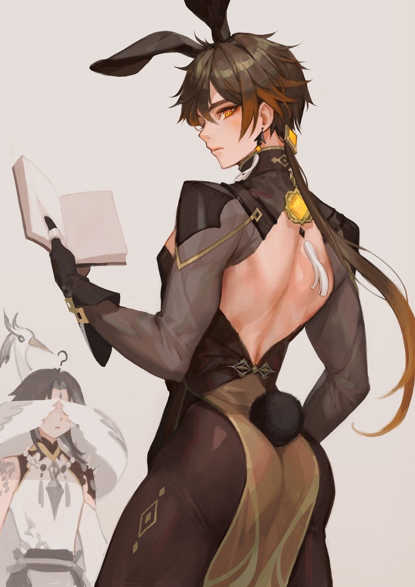 zhongli, xiao, xianyun, and cloud retainer (genshin impact) drawn by saber_beam