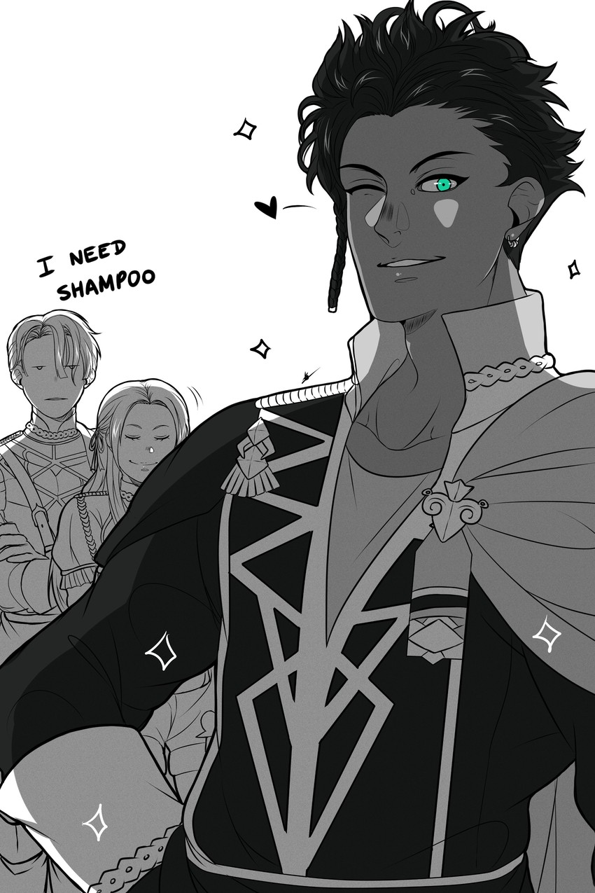 edelgard von hresvelg, dimitri alexandre blaiddyd, and claude von riegan (fire emblem and 1 more) drawn by kibu_satelier