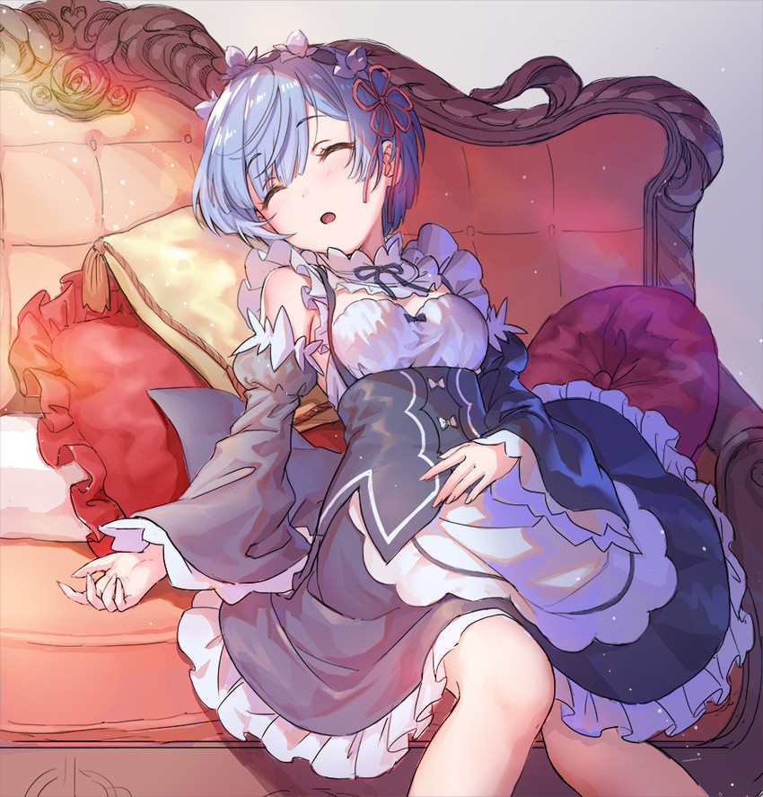 rem (re:zero kara hajimeru isekai seikatsu) drawn by teffish