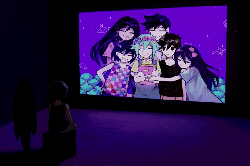 sunny, omori, basil, aubrey, mari, and 3 more (omori) drawn by chu_dong