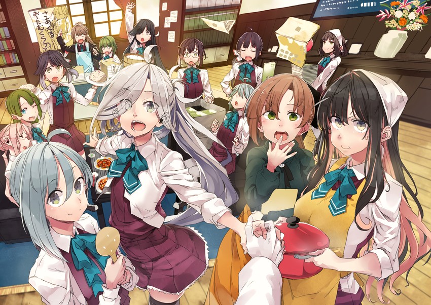 admiral, naganami, kiyoshimo, makigumo, yuugumo, and 10 more (kantai collection) drawn by hidori_(hibi_toridori)