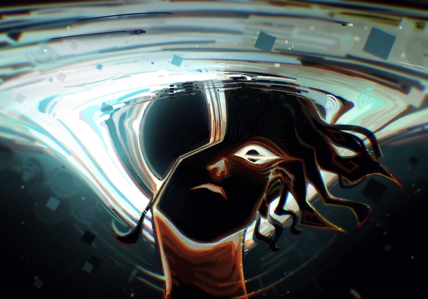 black hole (original and 1 more) drawn by trou_noir