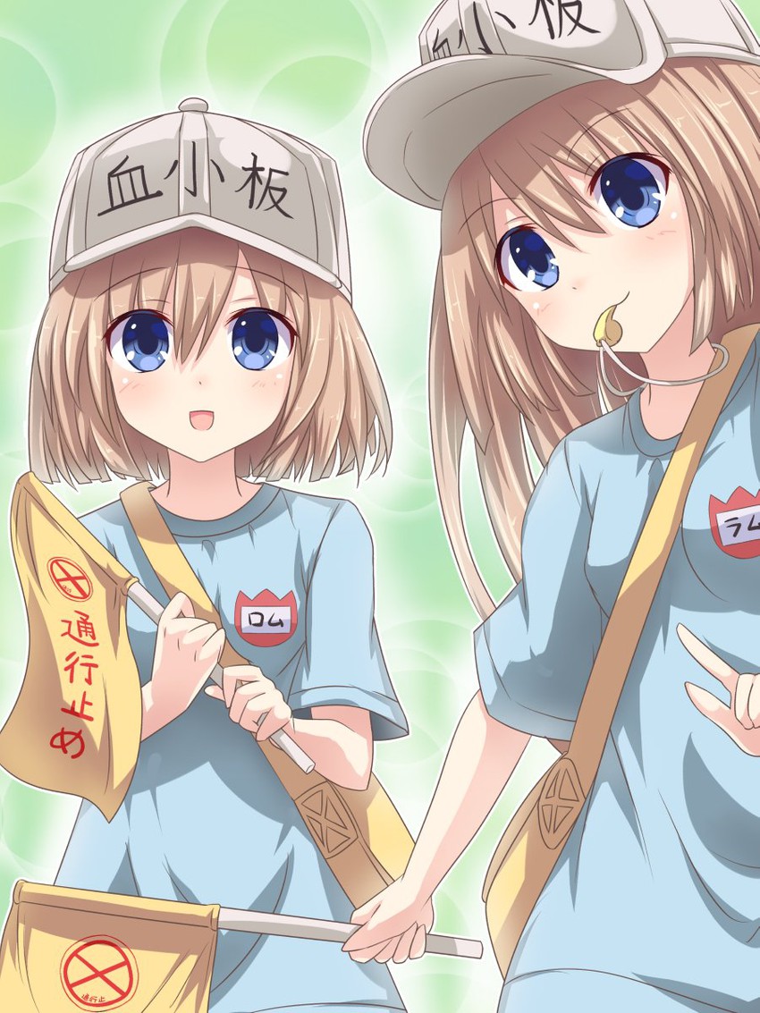 platelet, rom, and ram (neptune and 1 more) drawn by kazuneko_(wktk1024)