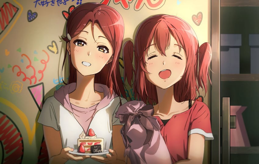 sakurauchi riko and kurosawa ruby (love live! and 1 more) drawn by moshi_(0364p)