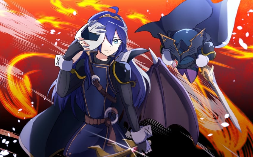 lucina and meta knight (fire emblem and 3 more) drawn by rune_(ruupokesmash54)