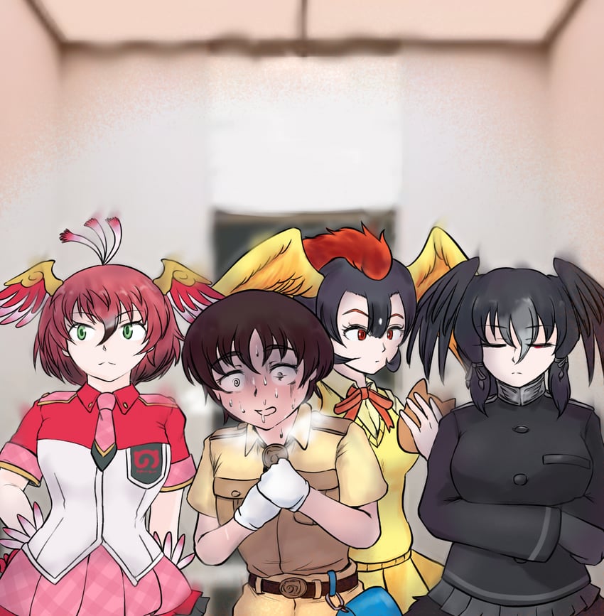 captain, suzaku, yatagarasu, and hi no tori (kemono friends and 2 more) drawn by saja_(166j357)