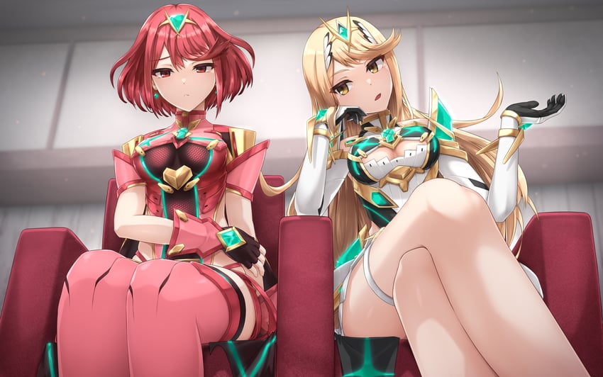 pyra and mythra (xenoblade chronicles and 1 more) drawn by nokia_(nm)