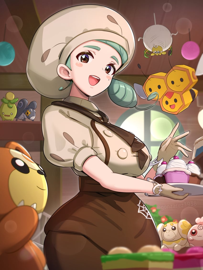 teddiursa, katy, igglybuff, smoliv, fidough, and 3 more (pokemon and 1 more) drawn by gonzarez