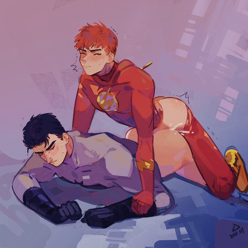batman, bruce wayne, and wally west (dc comics and 3 more) drawn by bananakiiwi