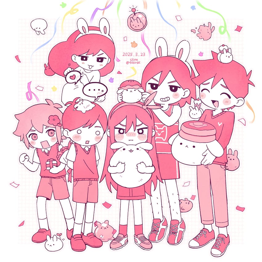 sunny, basil, mari, aubrey, kel, and 13 more (omori) drawn by 4kkrbk