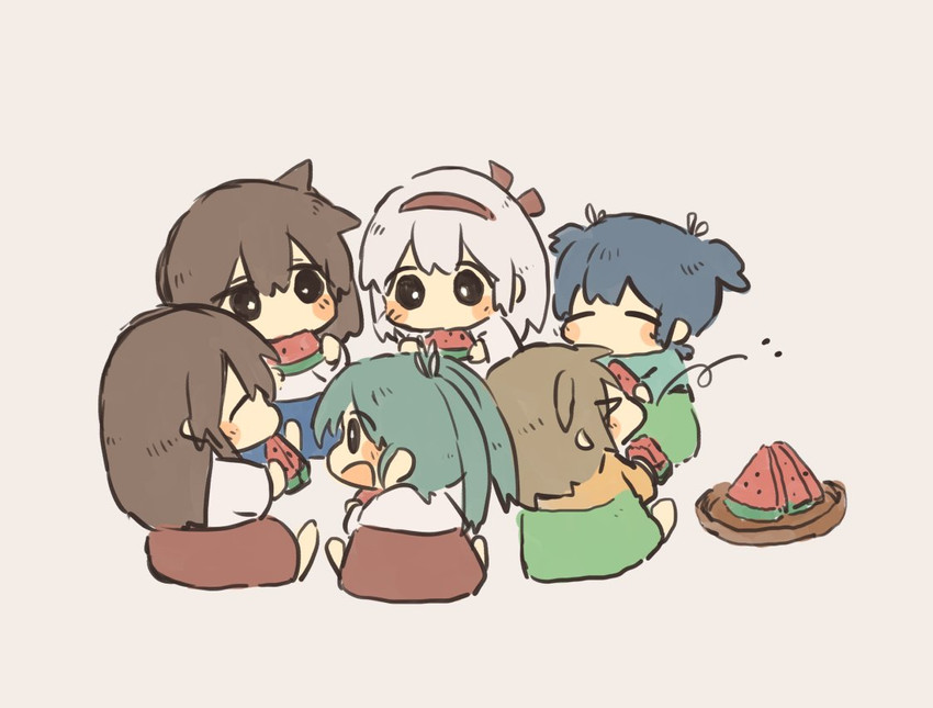 kaga, akagi, zuikaku, shoukaku, souryuu, and 1 more (kantai collection) drawn by ina_(1813576)