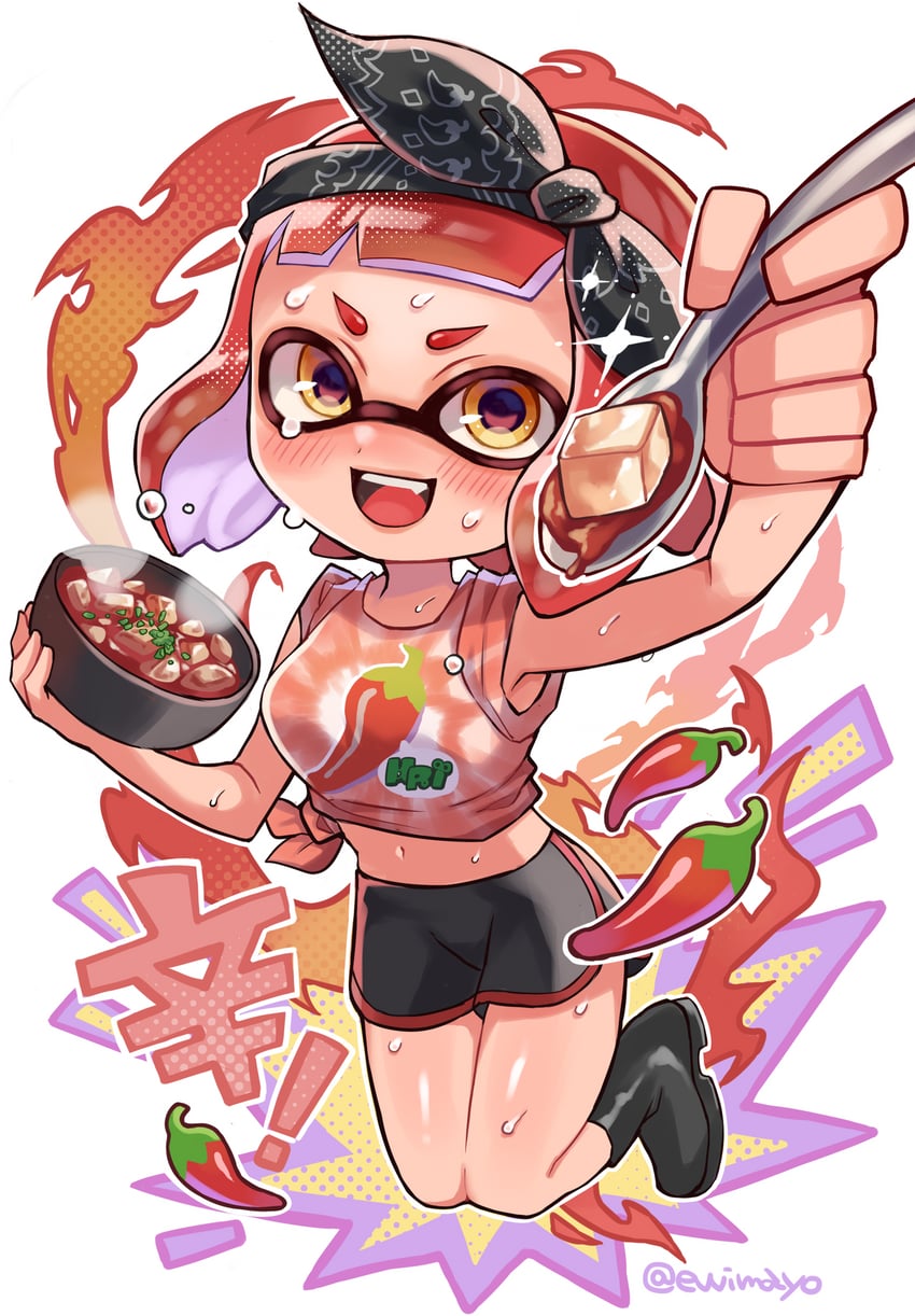 inkling player character and inkling girl (splatoon and 1 more) drawn by shina_shina