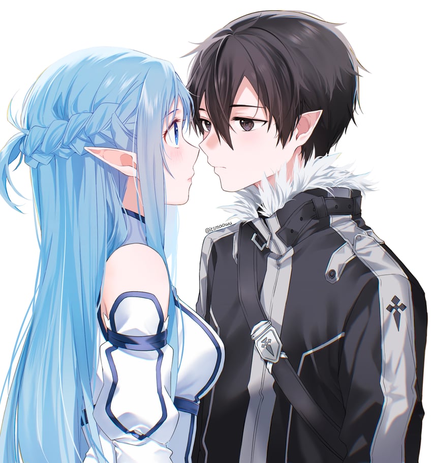 asuna and kirito (sword art online) drawn by istriri