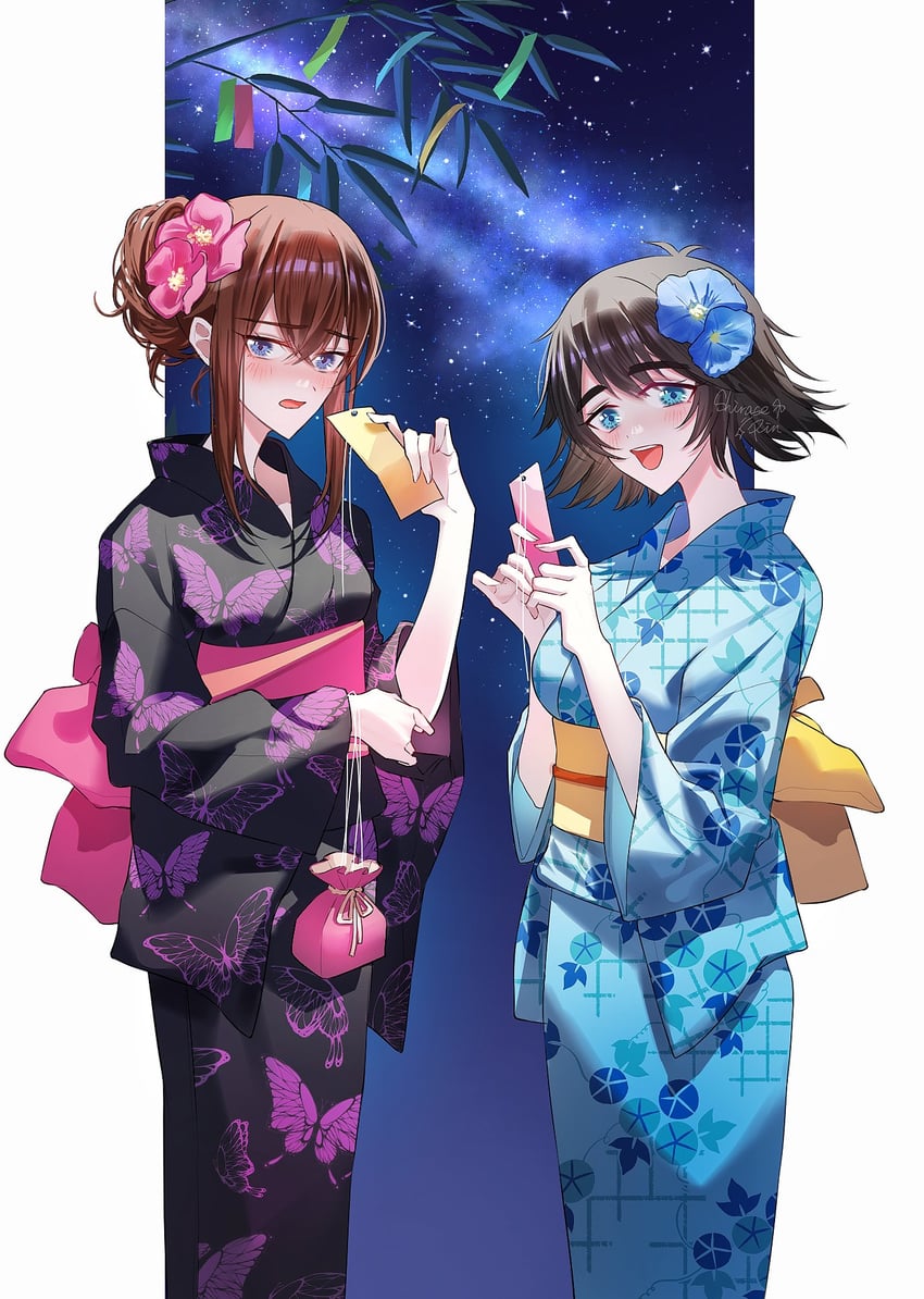 makise kurisu and shiina mayuri (steins;gate) drawn by shirase_rin
