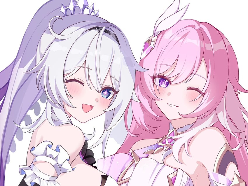 kiana kaslana and elysia (honkai and 1 more) drawn by tdatnst