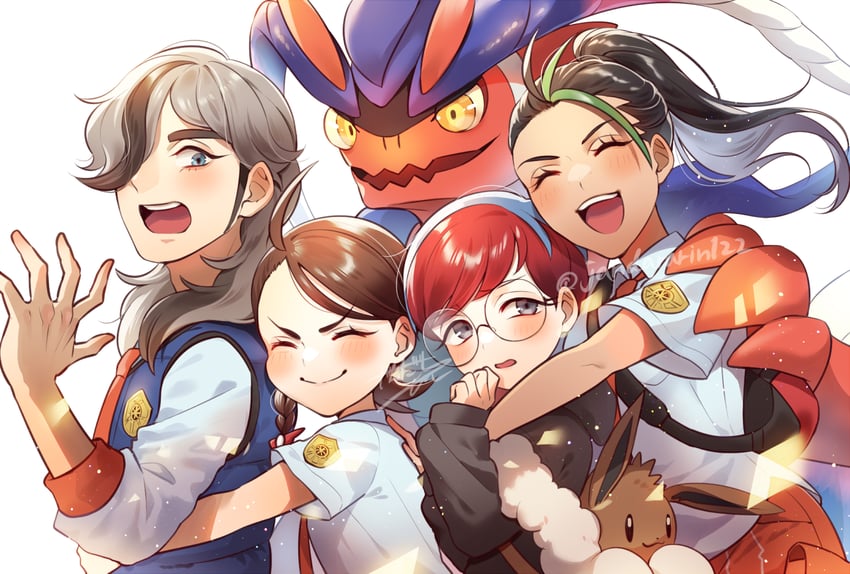 juliana, nemona, arven, penny, and koraidon (pokemon and 1 more) drawn by jandara_rin