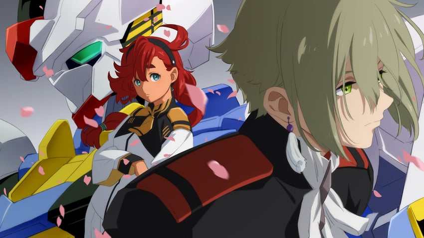 suletta mercury, gundam aerial, and elan ceres (gundam and 2 more) drawn by pochi-a