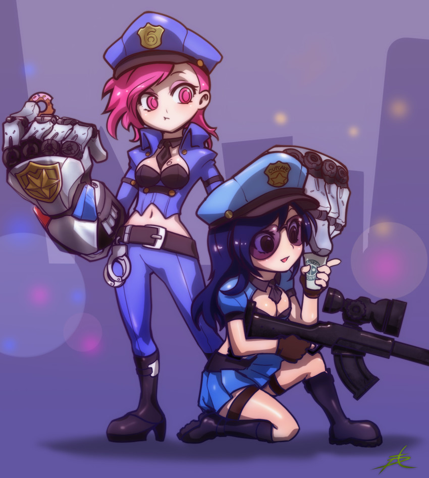 vi, caitlyn, officer caitlyn, and officer vi (league of legends) drawn by phantom_ix_row