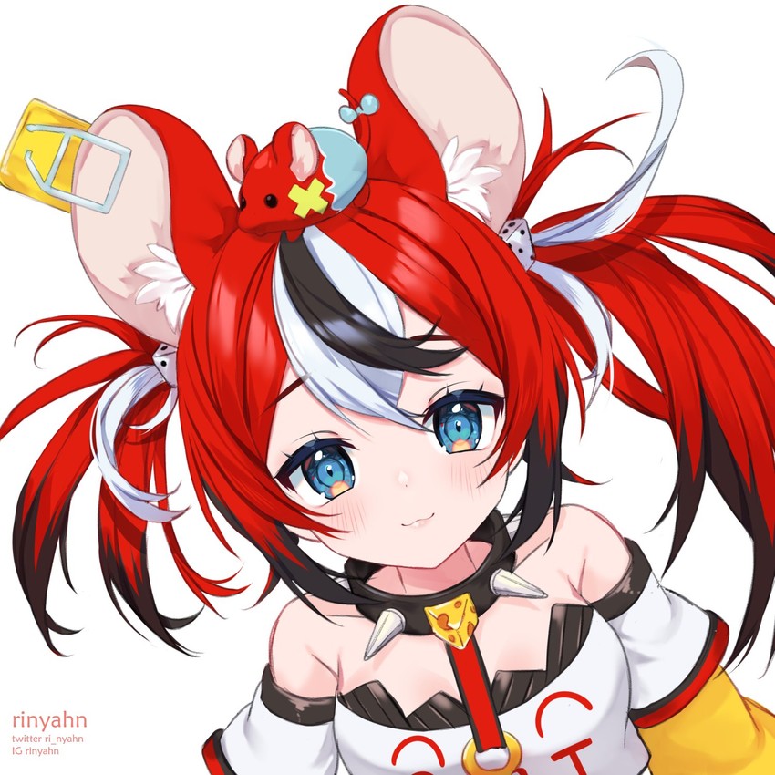 hakos baelz and mr. squeaks (hololive and 1 more) drawn by ri_nyahn