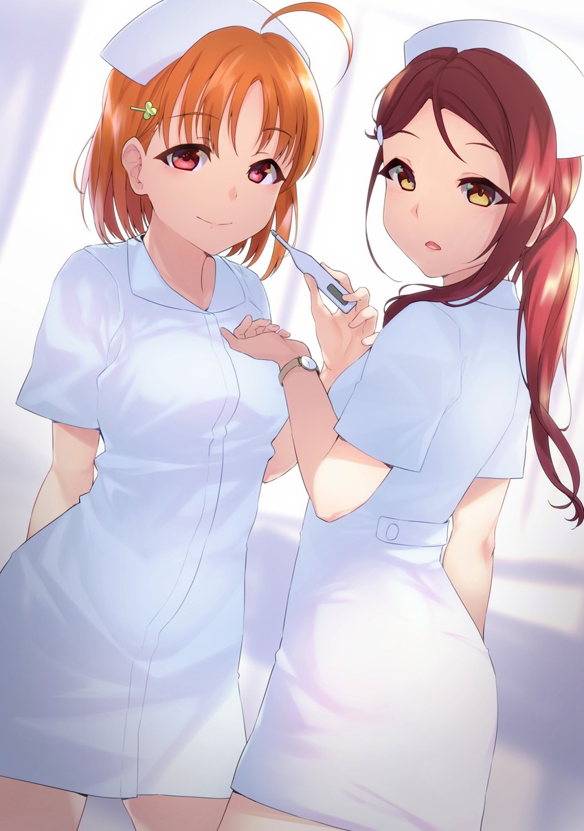 sakurauchi riko and takami chika (love live! and 1 more) drawn by yamaori_(yamaorimon)