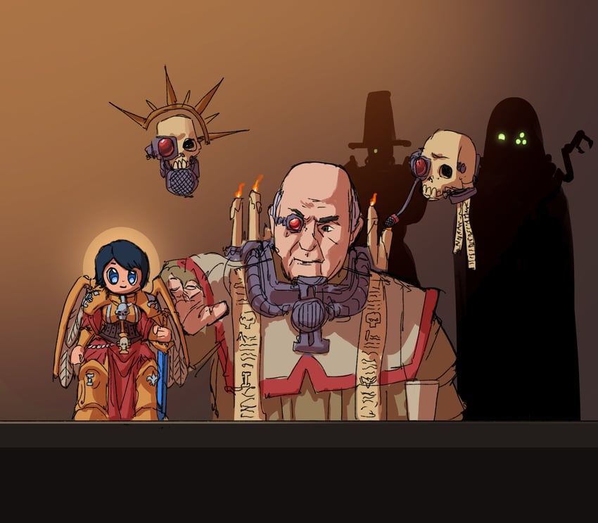 adepta sororitas, luce, saint celestine, and rino fisichella (warhammer 40k and 1 more) drawn by nissetasss