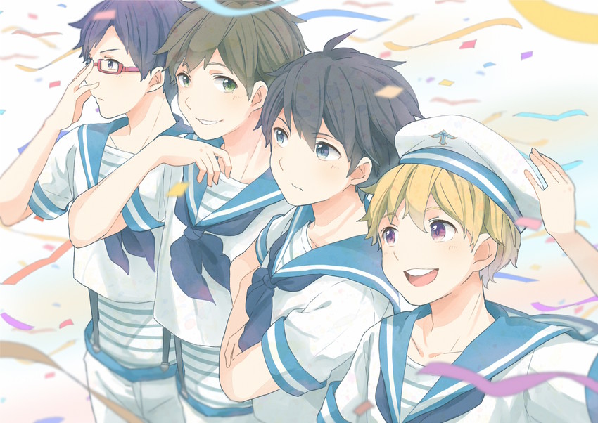 tachibana makoto, nanase haruka, hazuki nagisa, and ryuugazaki rei (free!) drawn by kana_(okitasougo222)