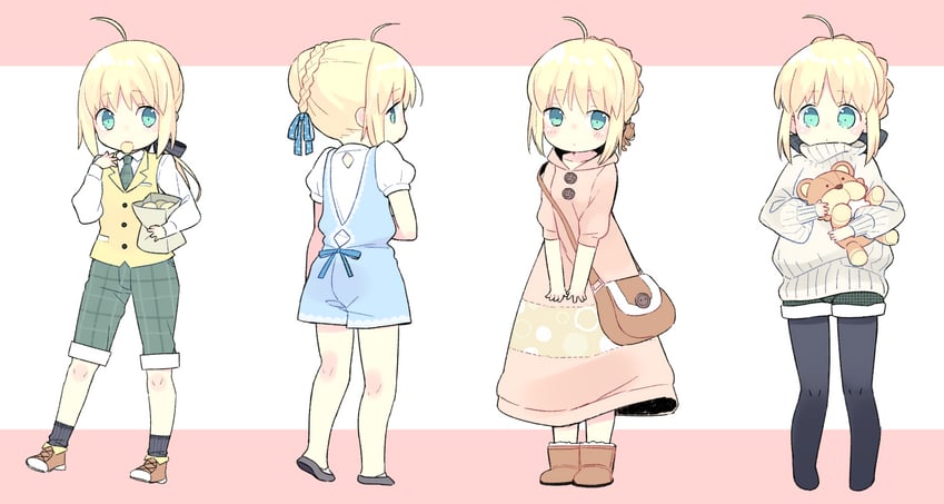 artoria pendragon and saber (fate and 1 more) drawn by 87banana