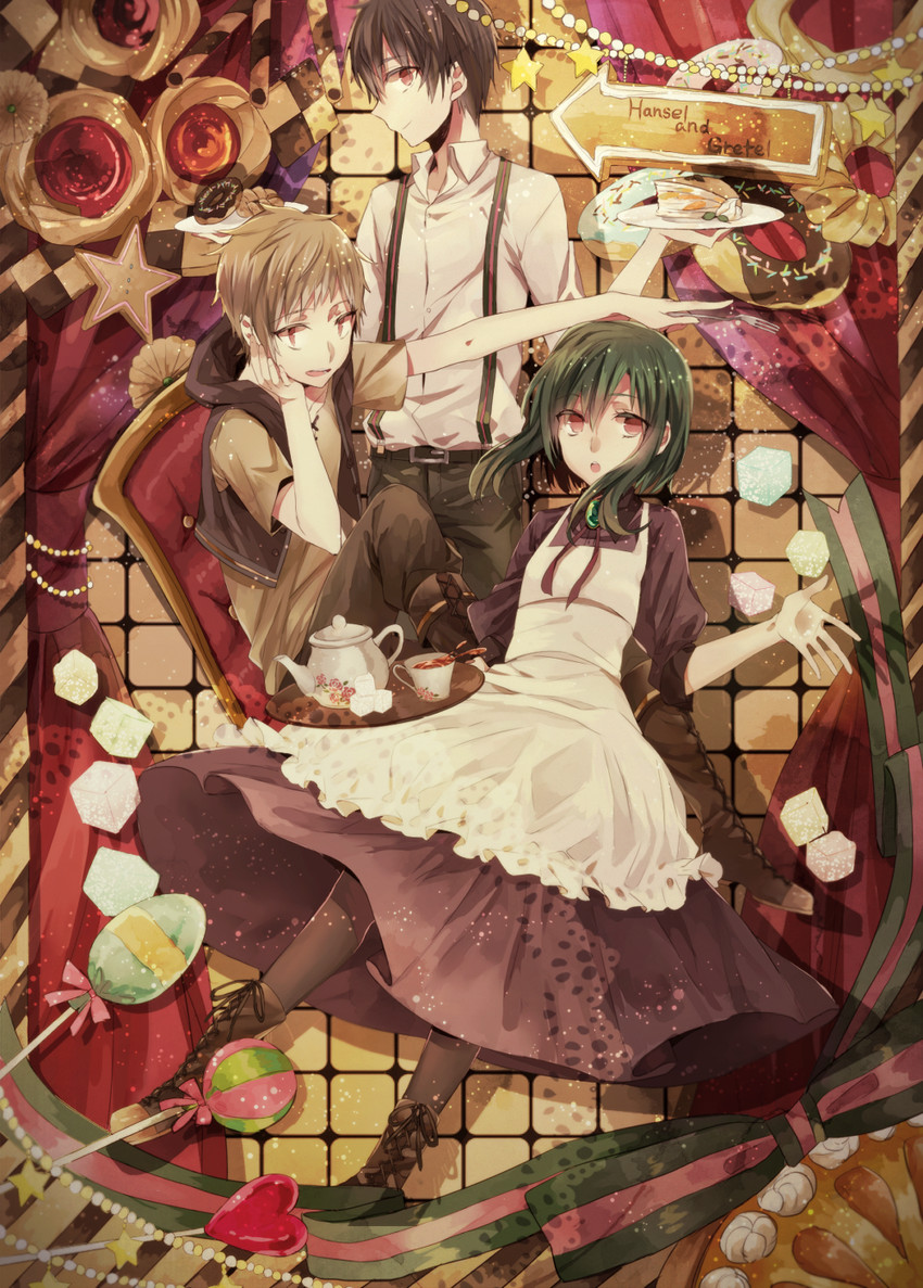 kido tsubomi, kano shuuya, seto kousuke, gretel, and hansel (kagerou project and 1 more) drawn by noka_(blackheart1118)