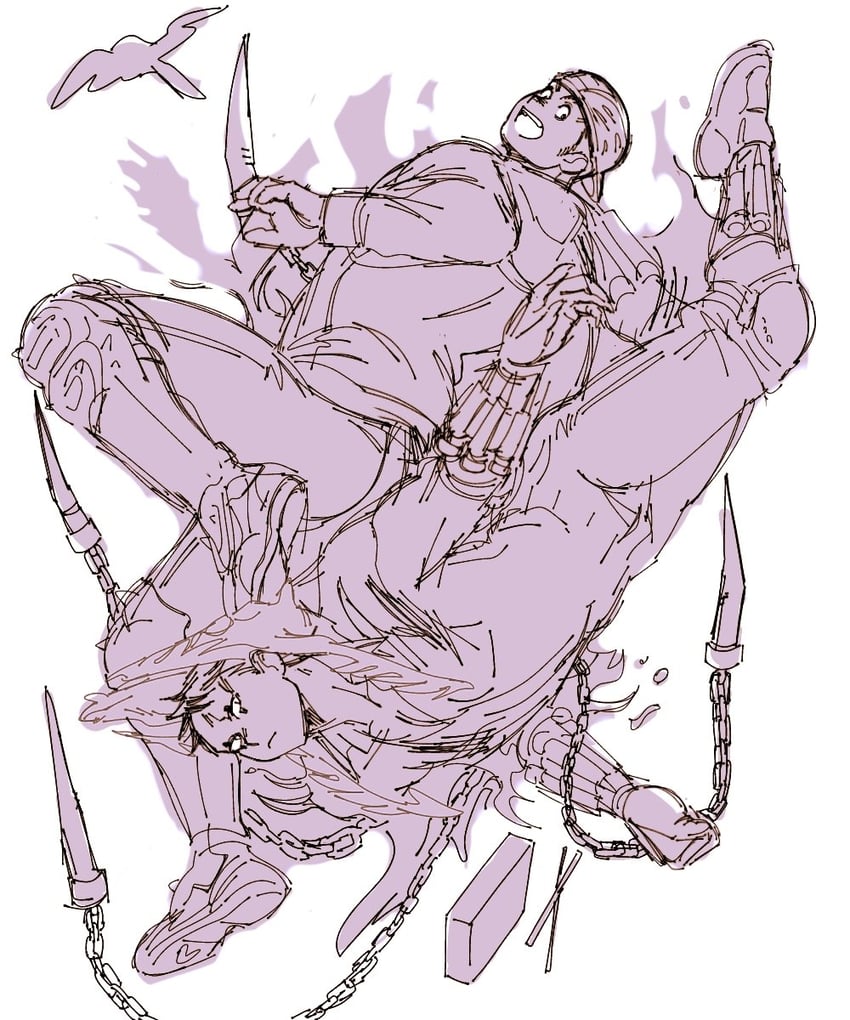 aikawa, risu, and curse (dorohedoro) drawn by sasaki_(ssk_p3)
