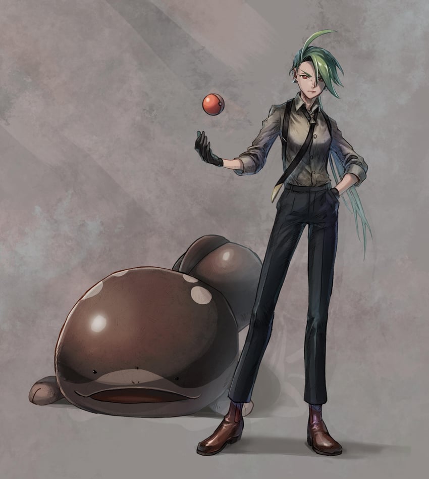 rika and clodsire (pokemon and 1 more) drawn by hisui-cha