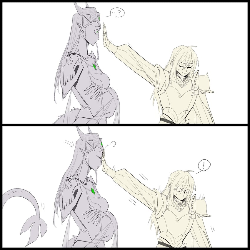 meleanor draconia and knight of the dawn (twisted wonderland and 1 more) drawn by reeeeehannnnnn