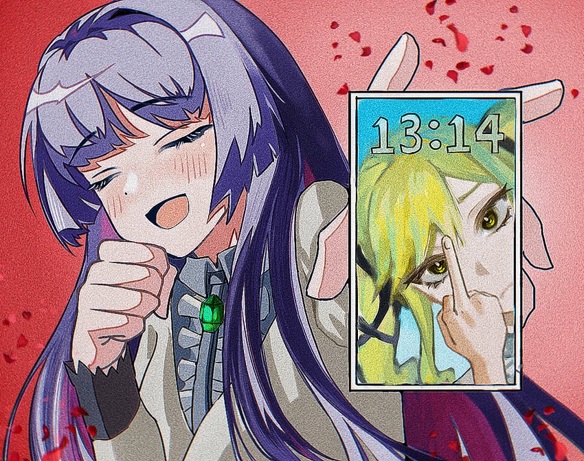 kurogane otoha and suzunomiya lilisa (rock wa lady no tashinami deshite) drawn by ferv6