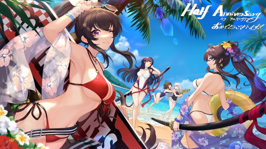 yoo mina, gaeun, yang harim, nanahara chifuyu, and yen xing lanchester (counter:side) drawn by asukayou