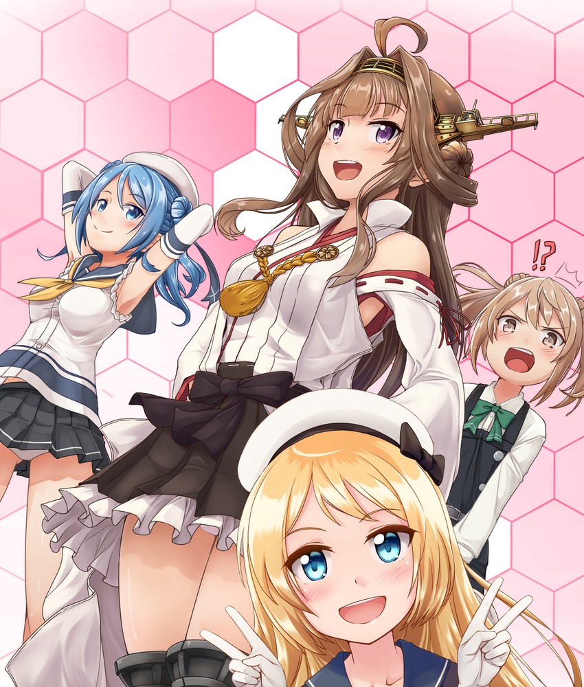 kongou, urakaze, michishio, kongou kai ni, jervis, and 1 more (kantai collection) drawn by kyou_(tr-6)