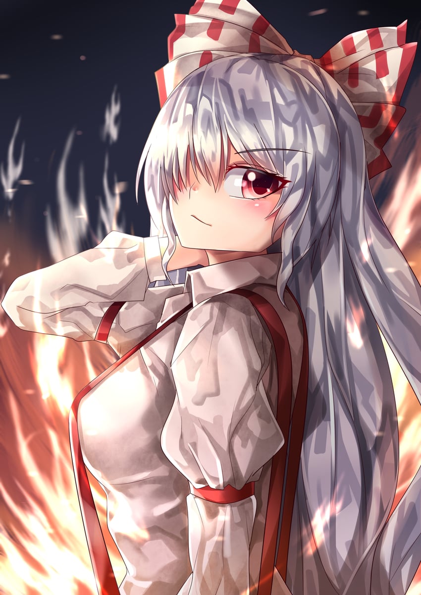 fujiwara no mokou (touhou) drawn by mahoro_(minase_mahoro)